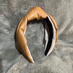 Faux Leather Knotted Headband Camel